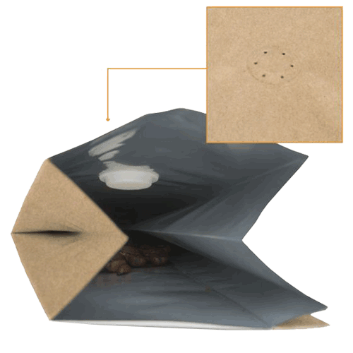 Kraft Coffee Bags w Valve Kraft Coffee Bags w degassing Valve