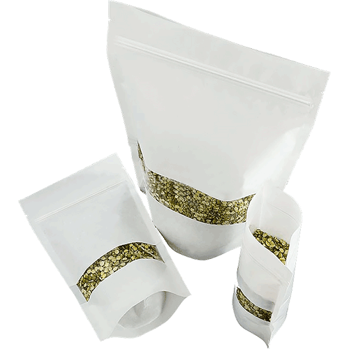 Kraft white Paper Bag stripe Window Kraft white Paper Bag stripe Window