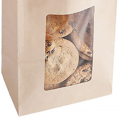 Kraft SOS bag with window Transparent clear window