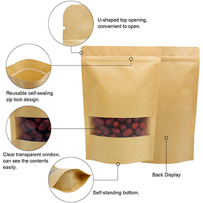 Brown kraft paper stand up pouches Brown kraft paper stand up pouches