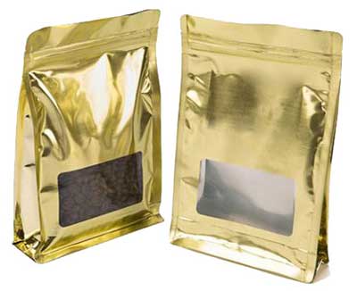 Gold Box Bottom Zipper Pouches w Window Gold Box Bottom Zipper Pouches w Window