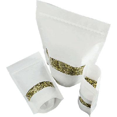 Kraft white Paper Bag stripe Window Kraft white Paper Bag stripe Window