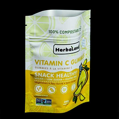 Biodegradable plastic stand-up pouch Clear Stand Up Self Sealing-Plastic Packaging Bags for Food Coffee
