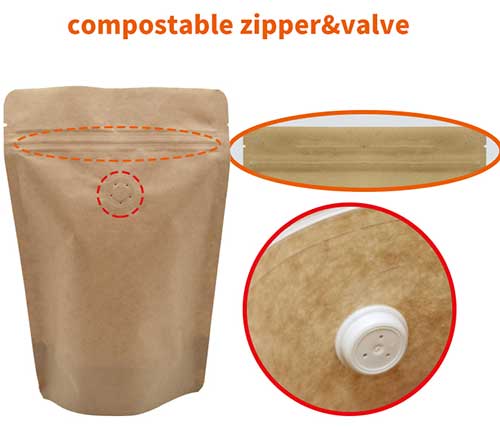 Biodegradable-ziplock-and-valves One-Way Degassing Valves of coffee bags