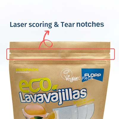Laser scoring and tear notches Laser scoring and micro perforations